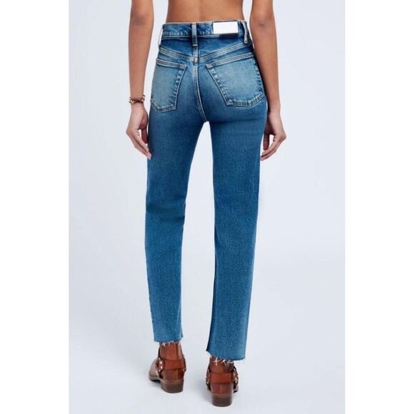 Re/Done Women's Straight Leg Jeans - Blue - Picture 3 of 10